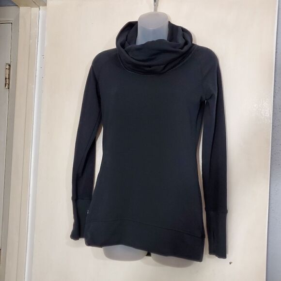 Athleta 24/7 Funnel Neck Sweatshirt Black Warm Fleece Top xxs - Picture 2 of 10